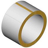 Animation einer piezoelektrischen Röhre mit geteilten Elektroden am Außendurchmesser in weißer und gelber Farbe