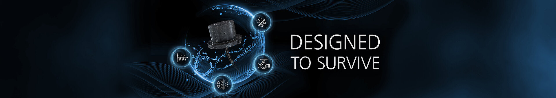 Wide web banner with a sensor promoting the Ultarschall white paper on water meters by Liam Dillon