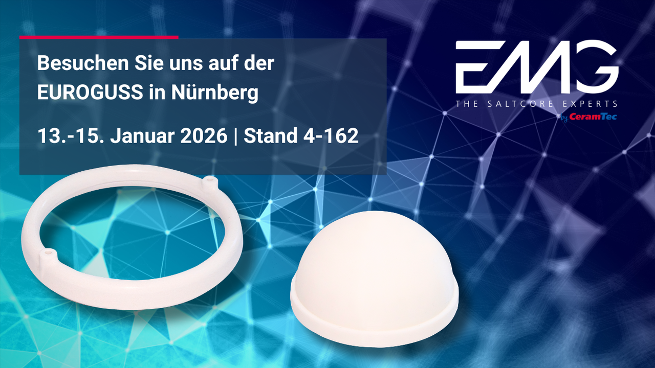 Event-Teaser für die EUROGUSS 2026 in Nürnberg, bei der EMG Saltcores vertreten ist.