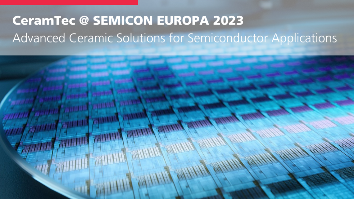Banner informs about CeramTec's trade fair appearance at SEMICON EUROPA 2023