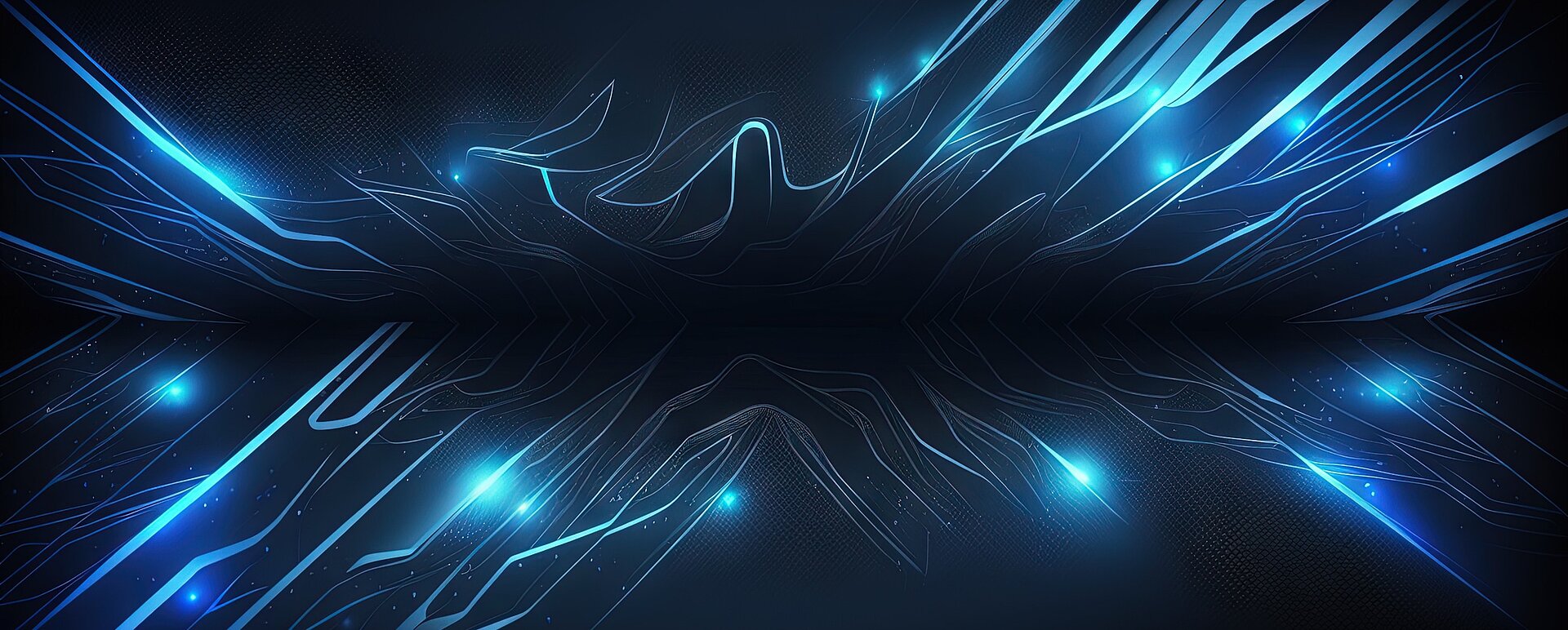 A tech backdrop with dark blue abstract neon lights