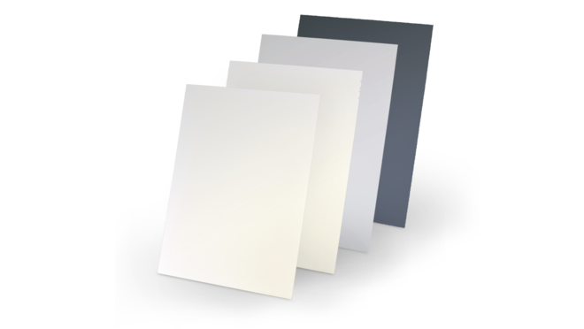 Vier Substrate in unterschiedlichen Grautönen