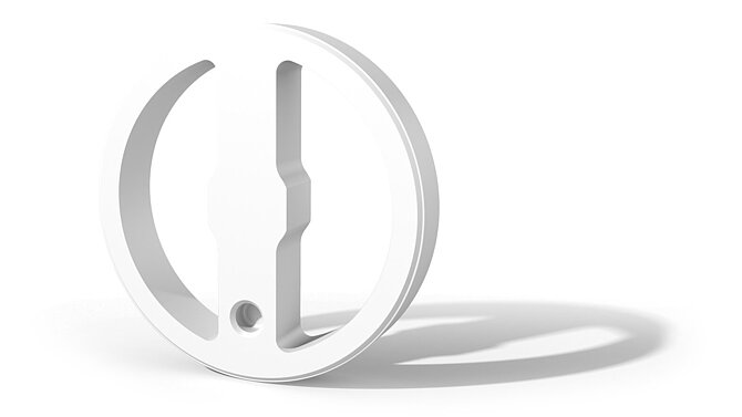 Weißes Scheibenventil auf weißem Hintergrund