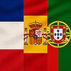 A mix of the flags of Spain, France, and Portugal