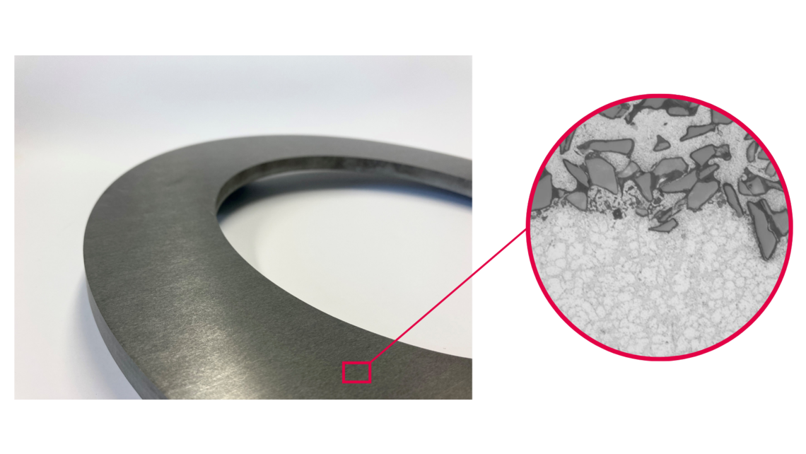 A macro image shows the structure of the MMC Metal-Matrix-Composite produced by CeramTec