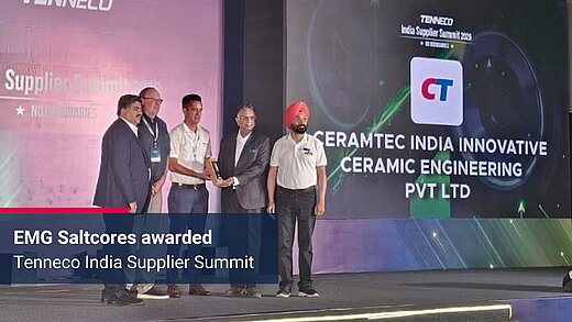 Presentation of the Tenneco Supplier Award for Salt Core Technology Transfer to India