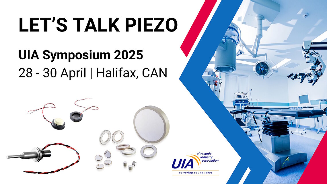 News image of CeramTec's appearance at the UIA Symposium 2025 - including three piezoceramic products
