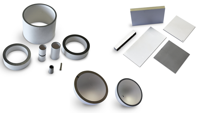 Piezoceramic products infront of white background