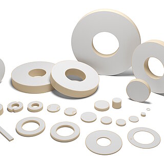Different products made of lead-free piezo ceramics
