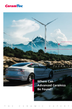 Cover page of the brochure with an electric car and wind turbines