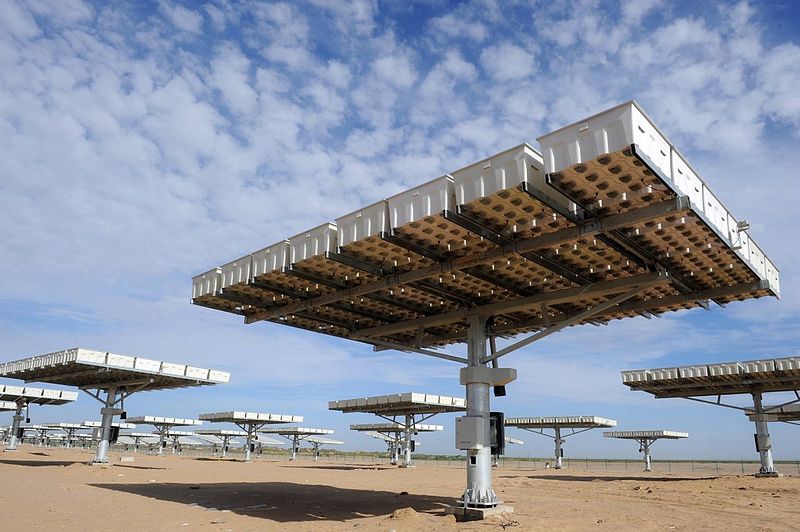 Large solar plant in a desert