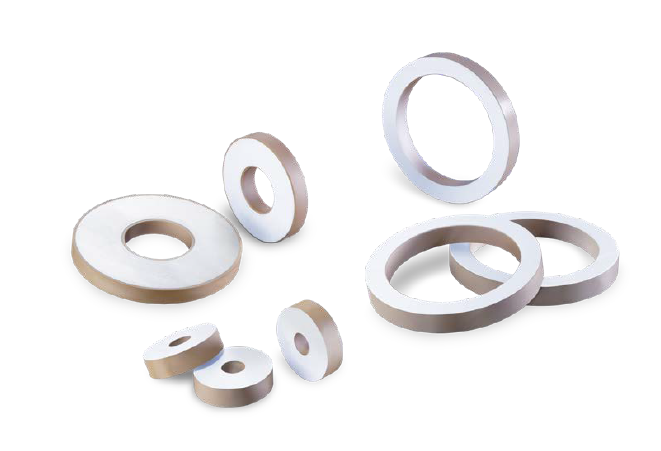 Piezoceramic rings on a white background