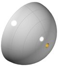 Grey hemisphere with hole in the vertex