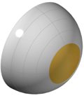 Piezoelectric hemisphere in grey and yellow