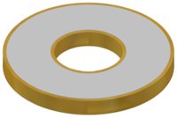 Animation eines piezoelektrischen Rings mit Elektrode mit Isolierrand innen und außen in weißer und gelber Farbe